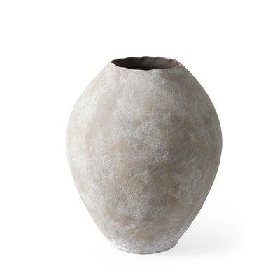 Tan Ceramic Oval Vase