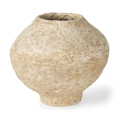 Small Beige Paper Mache Pot Vase