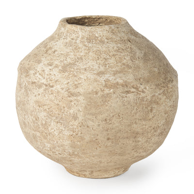 Large Beige Paper Mache Pot Vase