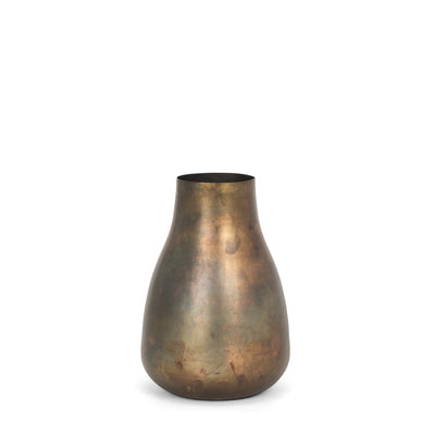Short Oxidized Gold Metal Vase