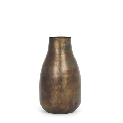 Tall Oxidized Gold Metal Vase