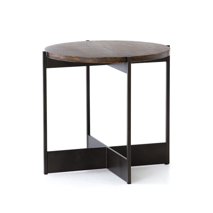 24" Wood and Iron End Table