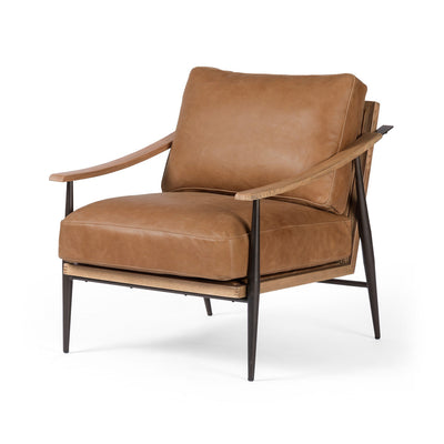 Top Grain Cognac Leather Accent Chair