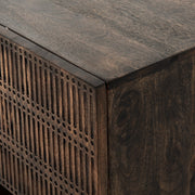 Dark Carved Wood Detailed Media Cabinet