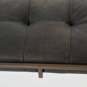 Black Distressed Tufted Bench