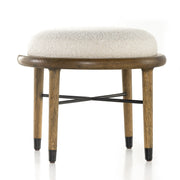 Natural Upholstered & Oak Ottoman