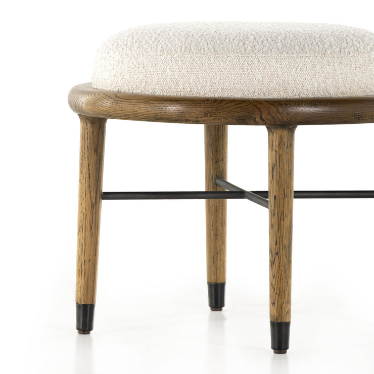 Natural Upholstered & Oak Ottoman