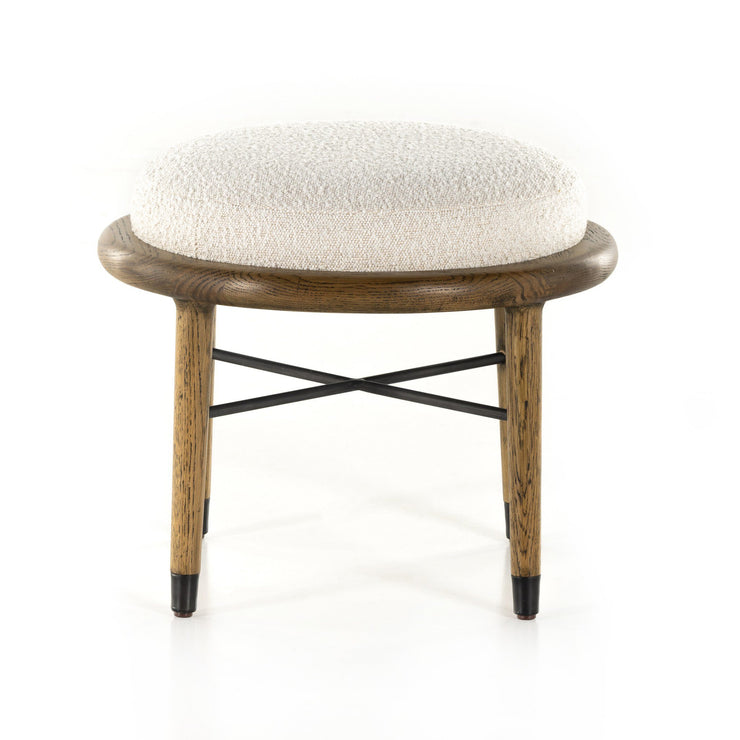 Natural Upholstered & Oak Ottoman