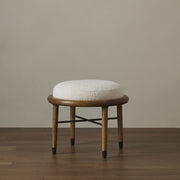 Natural Upholstered & Oak Ottoman