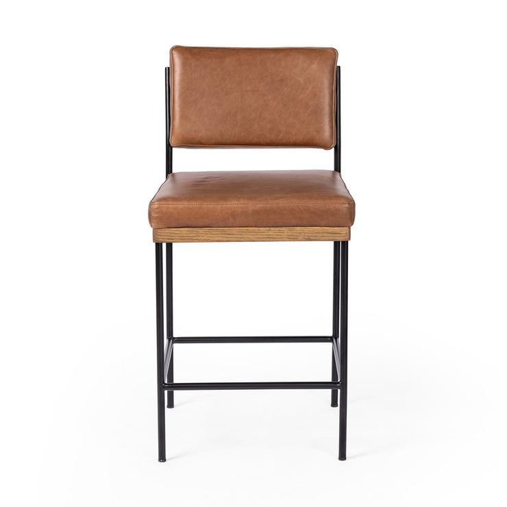 Chestnut Leather Counter Stool