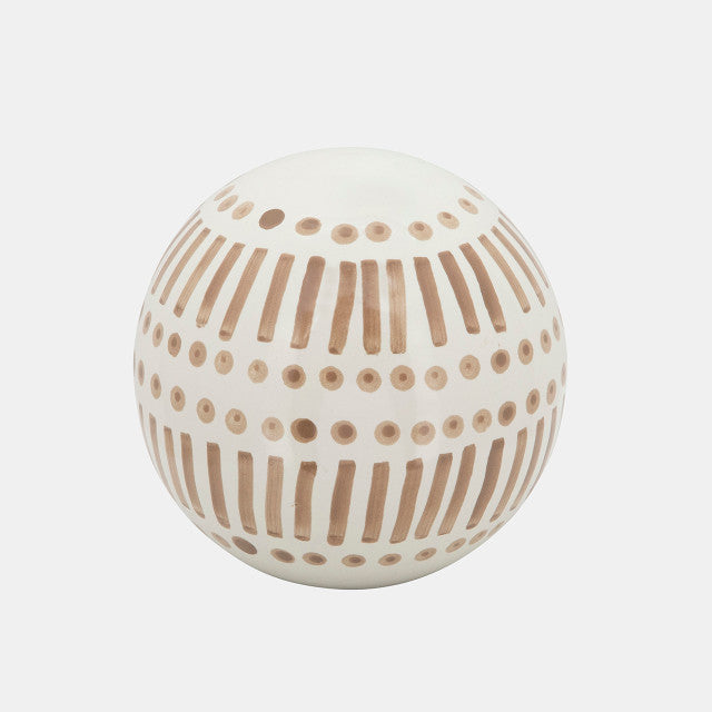 White and Tan Ceramic Orb