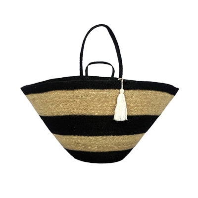 Black and Neutral Seagrass Bag