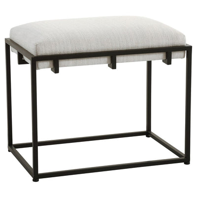 Black Iron and White Upholstery Bench