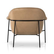 Rounded Brown Leather Accent Chair