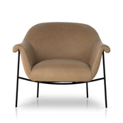 Rounded Brown Leather Accent Chair