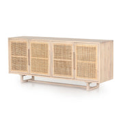 72" Cane and White-wash Sideboard