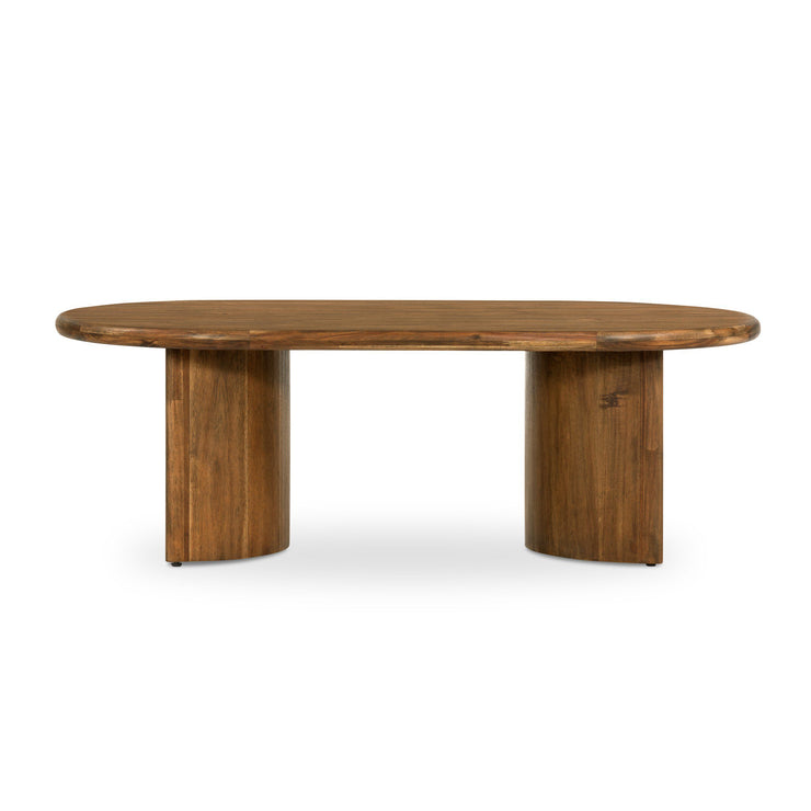 51" Seasoned Brown Oval Coffee Table