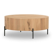 38" Light Oak Drum Coffee Table