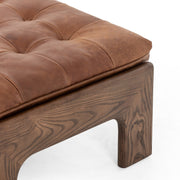 27" Tufted Leather Ottoman