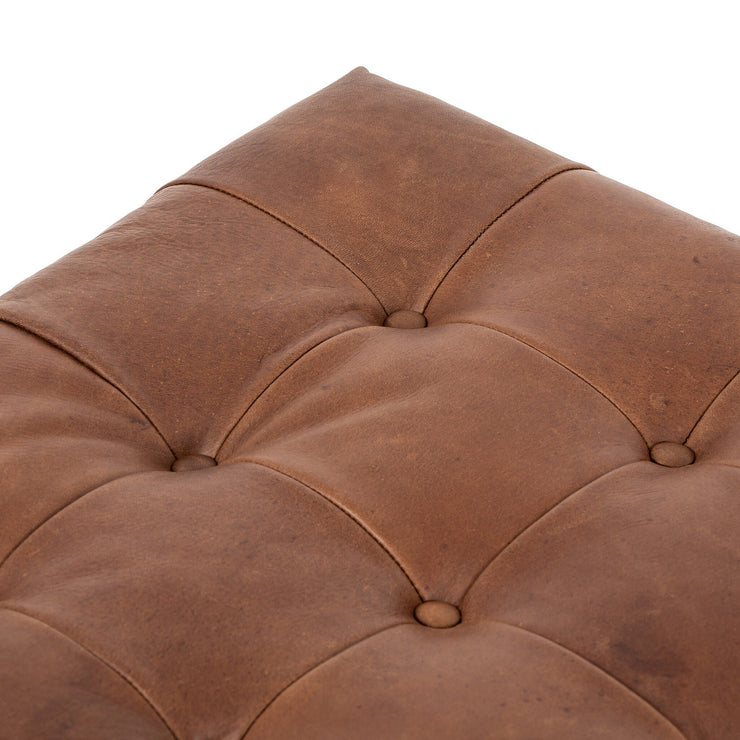 27" Tufted Leather Ottoman