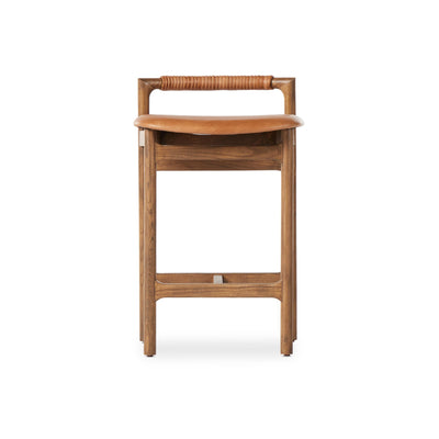 Minimal Leather Wrapped Detail Counter Stool