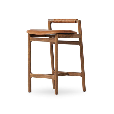 Minimal Leather Wrapped Detail Counter Stool