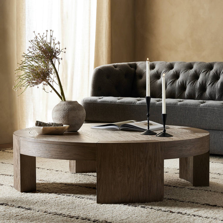 48" Round Natural Oak Coffee Table