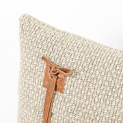 20" Leather Tie Down Filled Pillow