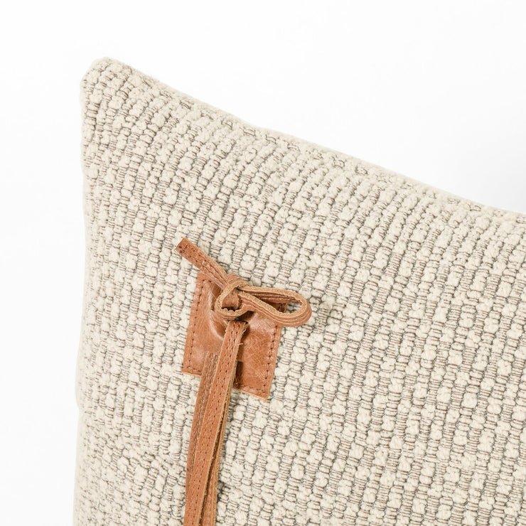 20" Leather Tie Down Filled Pillow