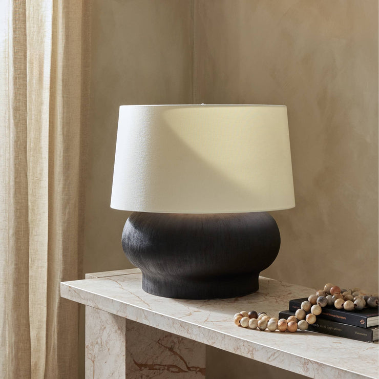 Wide Matte Textured Table Lamp