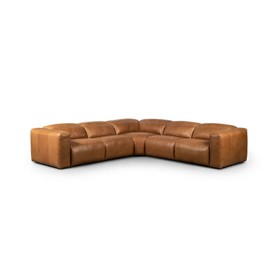 5 Piece Reclining Sectional in Butterscotch Leather