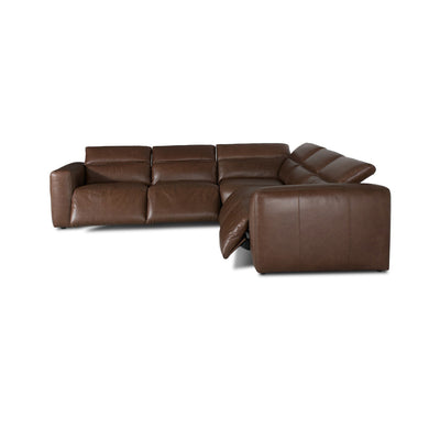 5 Piece Reclining Sectional in Cocoa Leather