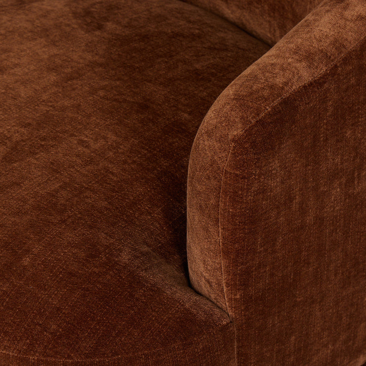 Rounded Auburn Velvet Accent Chair