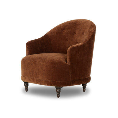 Rounded Auburn Velvet Accent Chair