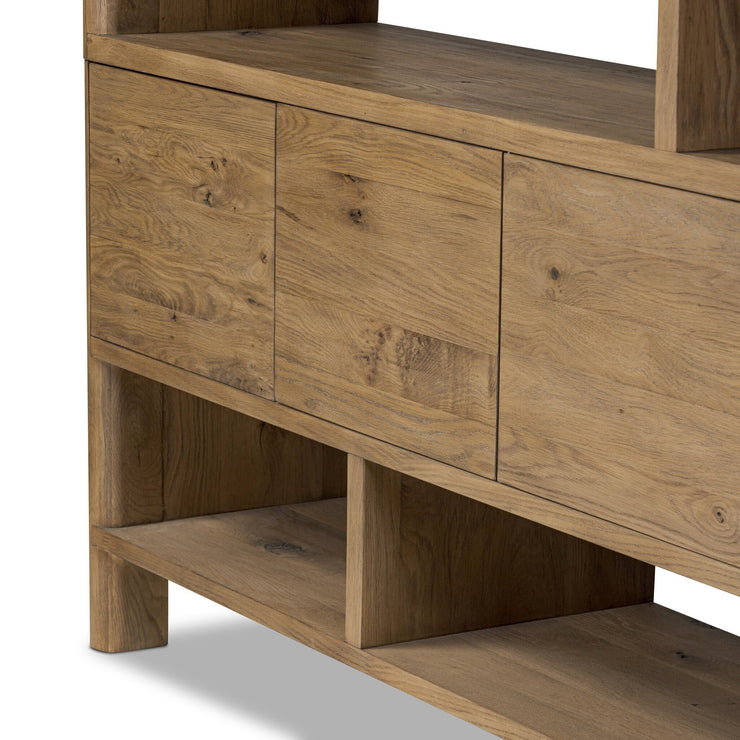 Oak Abstract Shelving Bookcase