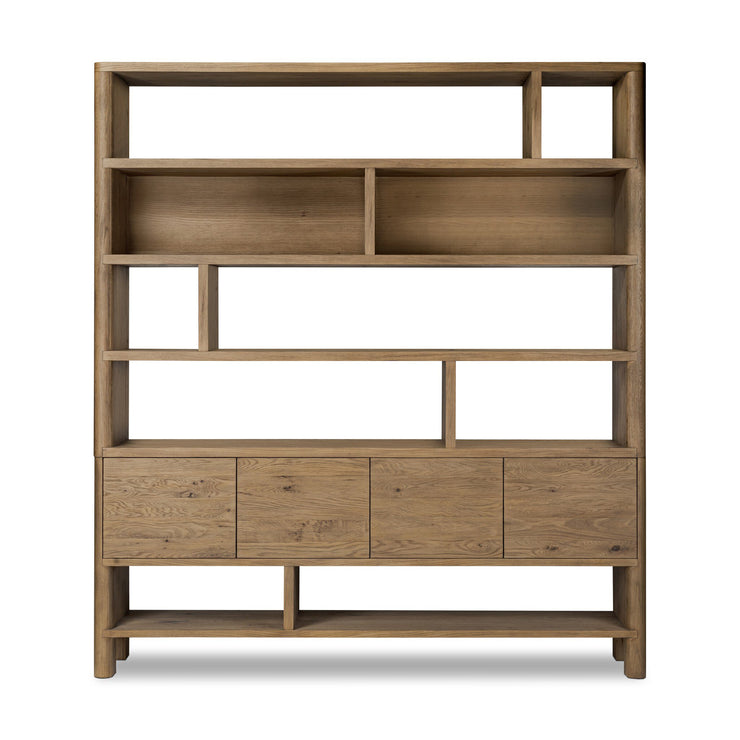 Oak Abstract Shelving Bookcase