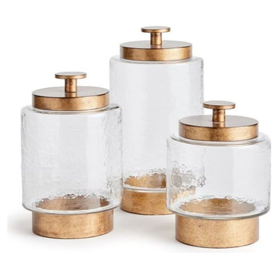 Hammered Glass Canisters Set of 3