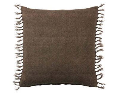 20" x 20" Brown Tassel Throw Pillow