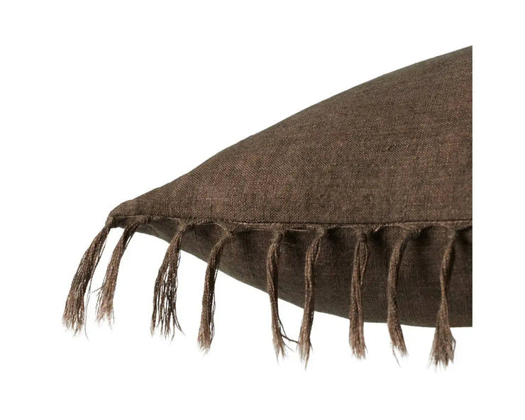 20" x 20" Brown Tassel Throw Pillow