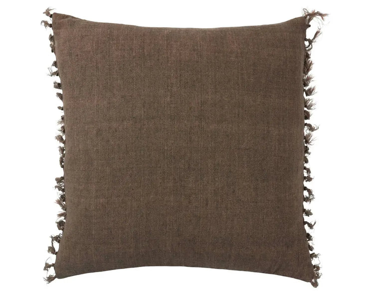 20" x 20" Brown Tassel Throw Pillow