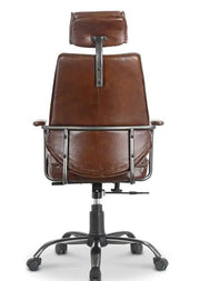 Brown Leather Destressed Office Chair