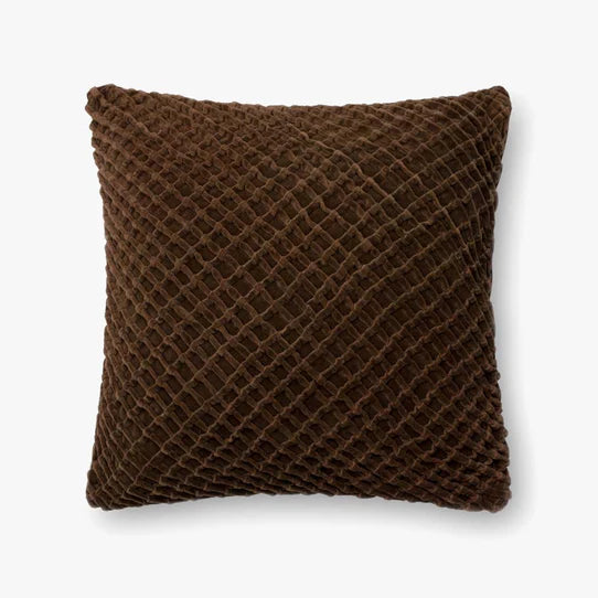 22" Brown Velvet Throw Pillow