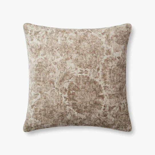 22" Natural Patterned Throw Pillow