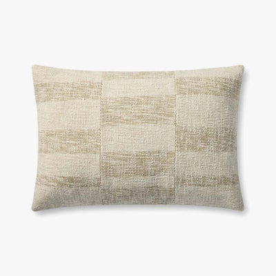 Lumbar Beige and Natural Checkered Throw Pillow