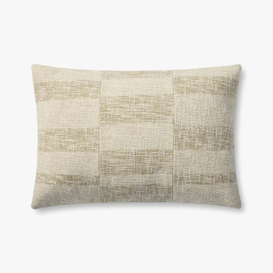 Lumbar Beige and Natural Checkered Throw Pillow