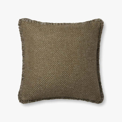 22" Textured Olive Throw Pillow