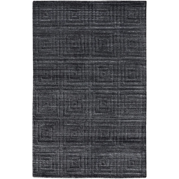 9'x12" Geometric Charcoal Wool Rug