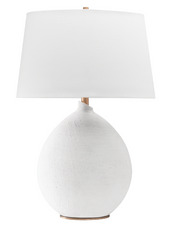 White Hand-Sculpted Teardrop Table Lamp