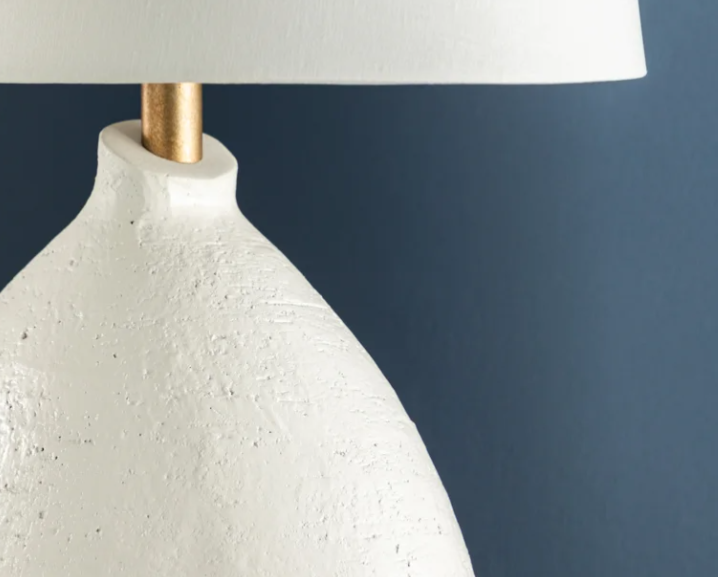 White Hand-Sculpted Teardrop Table Lamp