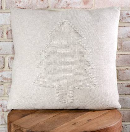 20" Beige Tree Crochet Throw Pillow